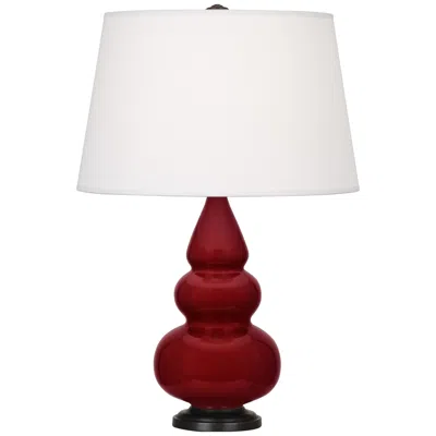 Robert Abbey , Small Triple Gourd, Sangria Ceramic, Bronze, Accent Lamp