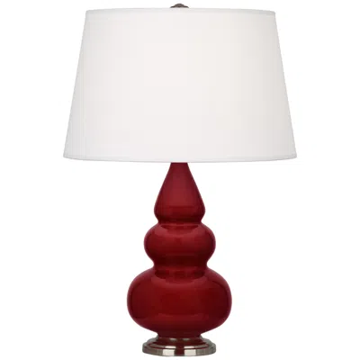 Robert Abbey , Small Triple Gourd, Sangria Ceramic, Silver, Accent Lamp