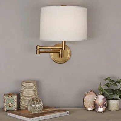 Robert Abbey Sofia 1 - Light Dimmable Swing Arm In Antique Brass,white Linen