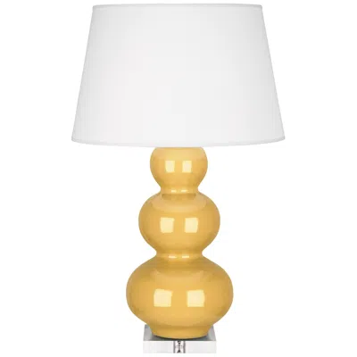 Robert Abbey Sunset Yellow Triple Gourd Ceramic Table Lamp