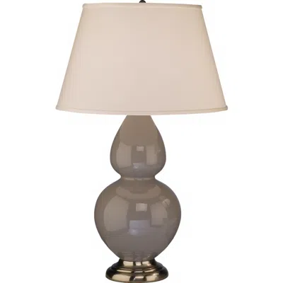 Robert Abbey Taupe Gray And Silver Double Gourd Ceramic Table Lamp