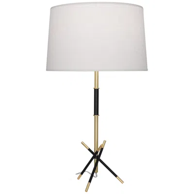 Robert Abbey Thatcher Black And Brass Modern Stick Table Lamp