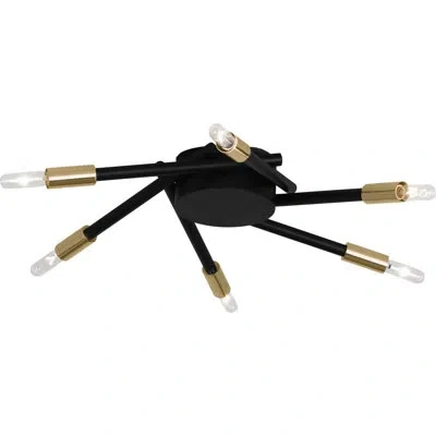 Robert Abbey Thatcher Flush Mount In Matte Black,modern Brass
