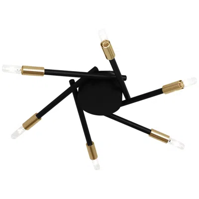 Robert Abbey Thatcher Flushmount 19" 6 Light Black With Brass Accents