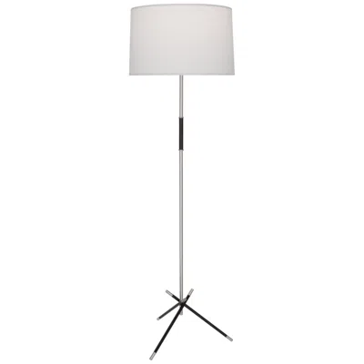 Robert Abbey Thatcher Polished Nickel With Black Floor Lamp In White