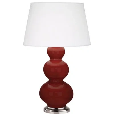Robert Abbey Triple Gourd 32.75" Table Lamp In Citron,antique Silver,antique Silver
