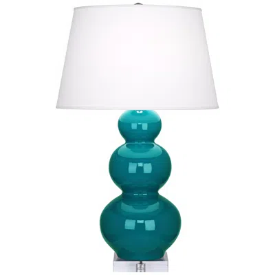 Robert Abbey Triple Gourd 33" High Peacock Blue Ceramic Table Lamp