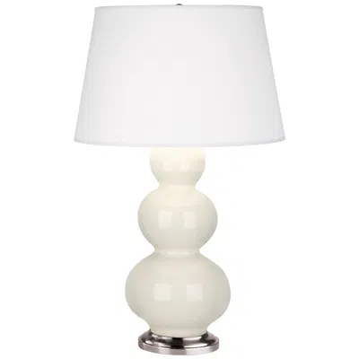 Robert Abbey Triple Gourd 33" Nickel And Bone White Ceramic Table Lamp