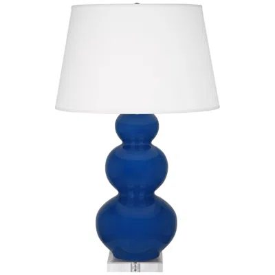 Robert Abbey , Triple Gourd, Cobalt Glazed Ceramic, Lucite Base, Table Lamp