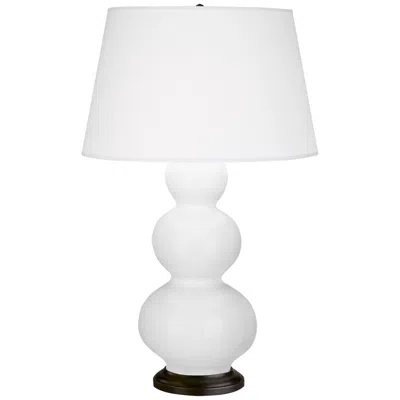 Robert Abbey , Triple Gourd, Daisy Glazed Ceramic, Bronze, Table Lamp