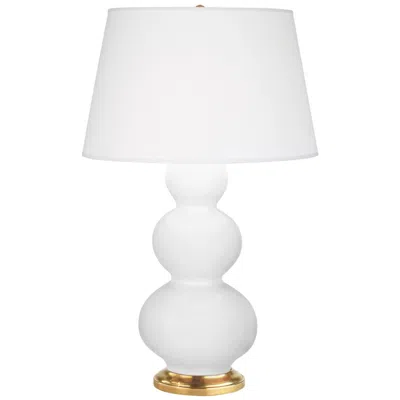Robert Abbey , Triple Gourd, Daisy Glazed Ceramic With Brass, Table Lamp
