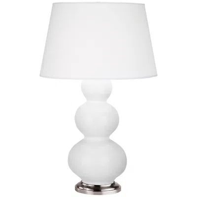 Robert Abbey , Triple Gourd, Daisy Glazed Ceramic With Silver, Table Lamp
