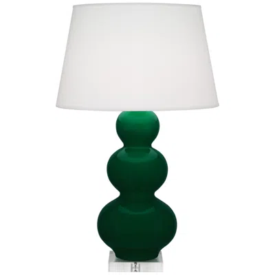 Robert Abbey , Triple Gourd, Jungle Glazed Ceramic, Lucite, Table Lamp