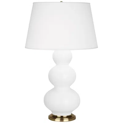 Robert Abbey , Triple Gourd, Matte Daisy Ceramic, Brass, Table Lamp
