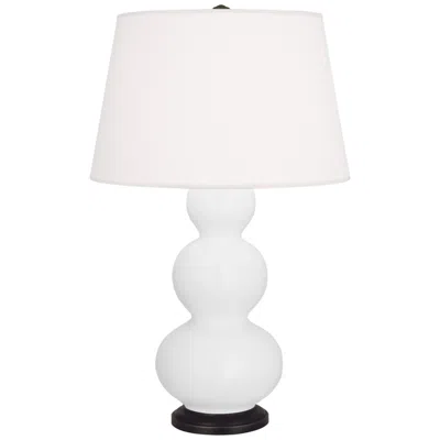 Robert Abbey , Triple Gourd, Matte Daisy Ceramic, Bronze, Table Lamp
