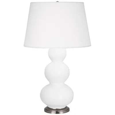 Robert Abbey , Triple Gourd, Matte Daisy Ceramic, Silver, Table Lamp