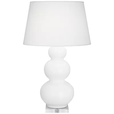 Robert Abbey , Triple Gourd, Matte Daisy Ceramic With Lucite, Table Lamp