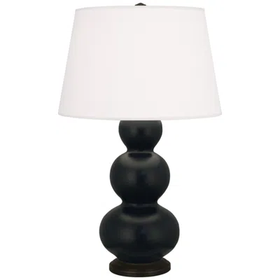 Robert Abbey , Triple Gourd, Matte Obsidian Ceramic, Bronze, Table Lamp