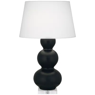 Robert Abbey , Triple Gourd, Matte Obsidian Ceramic, Lucite, Table Lamp