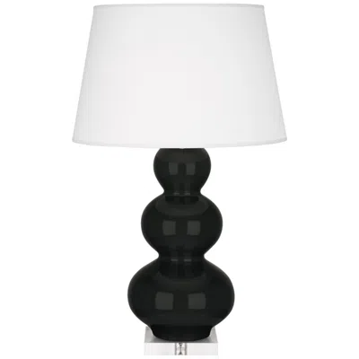 Robert Abbey , Triple Gourd, Obsidian Ceramic Lucite Base, Table Lamp