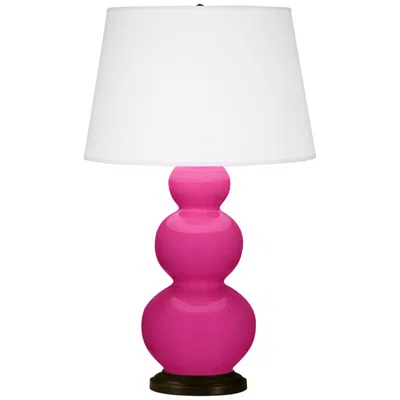Robert Abbey , Triple Gourd, Razzle Rose Ceramic, Bronze, Table Lamp