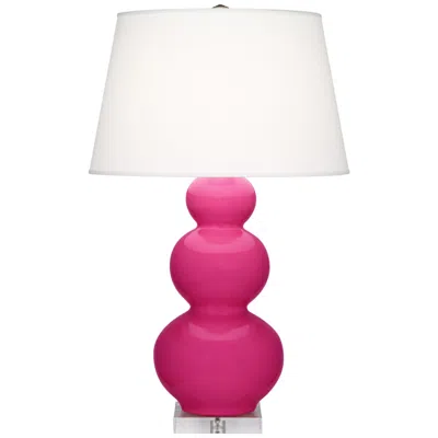 Robert Abbey , Triple Gourd, Razzle Rose Ceramic Lucite, Table Lamp