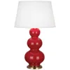 Robert Abbey Triple Gourd Ruby Red Glazed Ceramic Table Lamp
