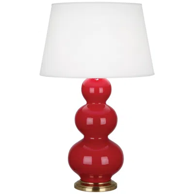 Robert Abbey Triple Gourd Ruby Red Glazed Ceramic Table Lamp