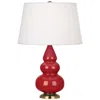 Robert Abbey Triple Gourd Ruby Red Glazed Table Lamp