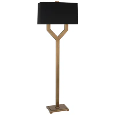 Robert Abbey Valerie 63" Black Chade Vintage Brass Floor Lamp