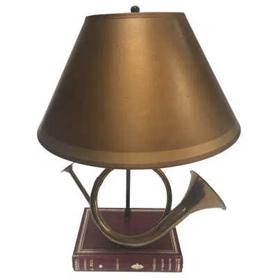 Pre-owned Robert Abbey Vintage Brass Looped Hunter's Horn Bugle Made Into A Table Lamp By  In Brown