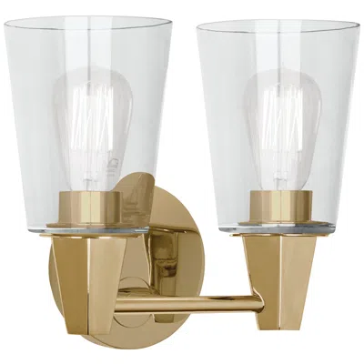 Robert Abbey Wheatley 11" 2 Light Wall Sconce Brass W/glass Shades
