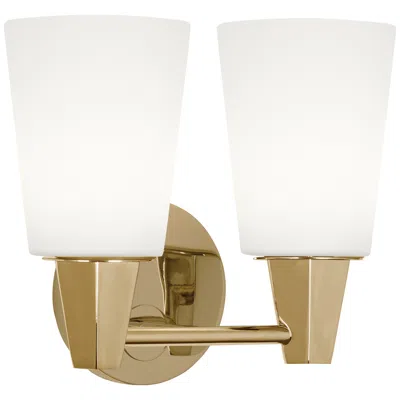 Robert Abbey Wheatley 11" 2 Light Wall Sconce Brass W/white Glass Shad