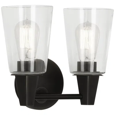 Robert Abbey Wheatley 11" 2 Light Wall Sconce Bronze W/ Glass Shades
