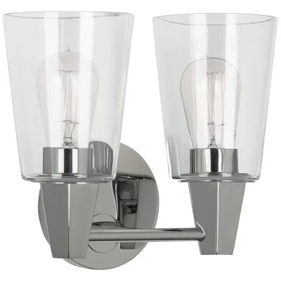 Robert Abbey Wheatley 11" 2 Light Wall Sconce Chrome W/glass Shades