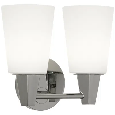 Robert Abbey Wheatley 11" 2 Light Wall Sconce Chrome W/white Glass Sha