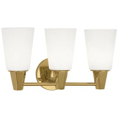 Robert Abbey Wheatley 17" 3 Light Wall Sconce Brass W/white Glass Shad