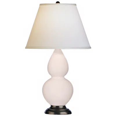 Robert Abbey White And Bronze Double Gourd Ceramic Table Lamp
