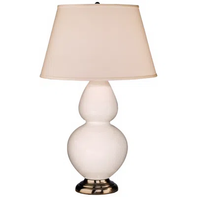 Robert Abbey White And Silver Double Gourd Ceramic Table Lamp