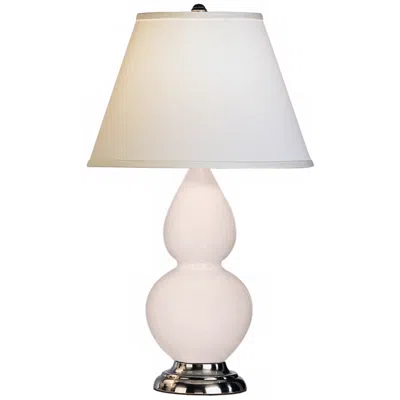Robert Abbey White And Silver Double Gourd Ceramic Table Lamp