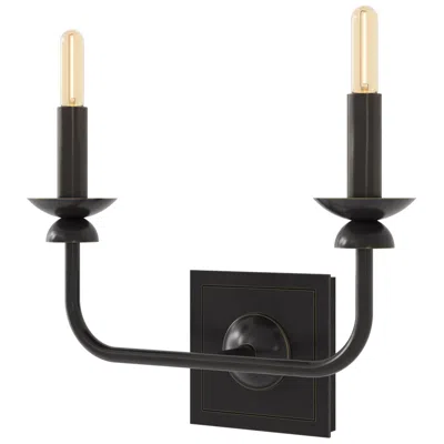 Robert Abbey William 10.75" High 2-light Deep Patina Bronze Wall Sconce In Black