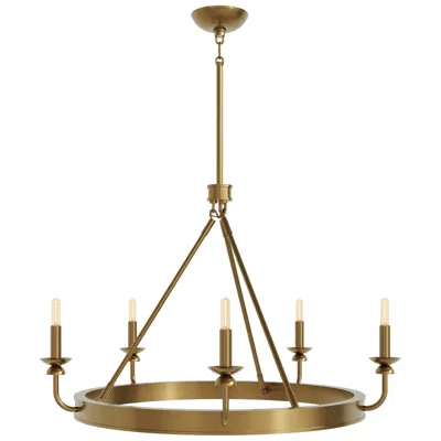 Robert Abbey William 34.5" Wide 5-light Lacquered Burnished Brass Chandelier In Gold