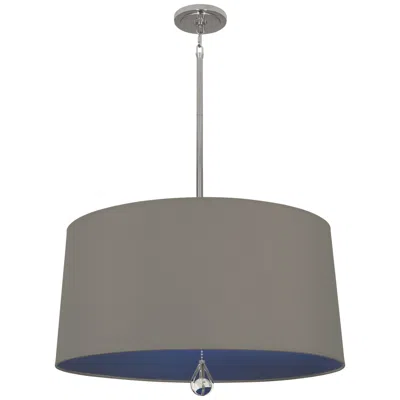 Robert Abbey Williamsburg Custis Pend 25.5" Grey Fab Shade W/ Blue