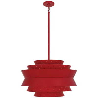 Robert Abbey Pierce Pendant 23" Perforated Metal  Robin Red Gloss