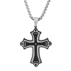 ROBERT ALTON ROBERT ALTON .07CTW DIAMOND STAINLESS STEEL WITH BLACK AND WHITE FINISH MEN'S CROSS PENDANT