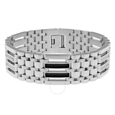 Robert Alton .25ctw Diamond Stainless Steel Men's Link Bracelet In Silver-tone