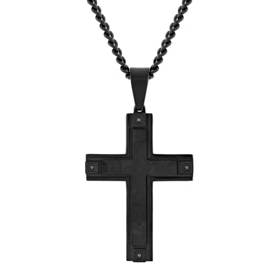 Robert Alton .03 Ctw Black Stainless Steel And Forged Carbon Men's Diamond Cross Pendant