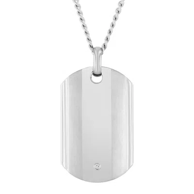 Robert Alton .03 Ctw Titanum Men's Diamond Dog Tag Pendant In Silver Tone