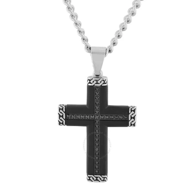 Robert Alton 1 / 4ctw Black Diamond Stainless Steel With Black Finish Cross Pendant In Metallic