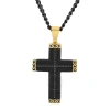 ROBERT ALTON ROBERT ALTON 1 / 4CTW BLACK DIAMOND STAINLESS STEEL WITH BLACK FINISH WITH YELLOW CROSS PENDANT